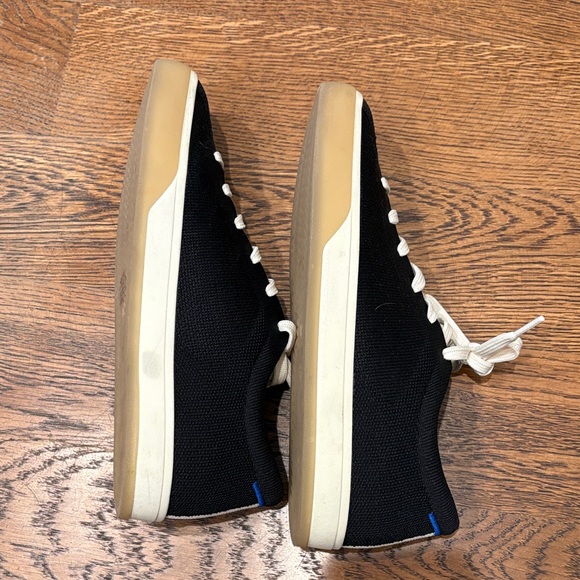 Rothy's Black Knit Lace-Up Sneakers with Cream Laces and Gum Sole - Picture 7 of 7